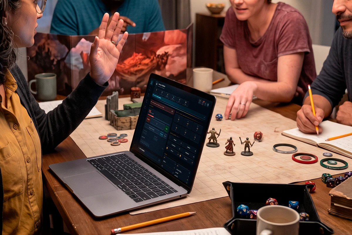 A player or DM glancing at a device showing an active reminder mid-turn